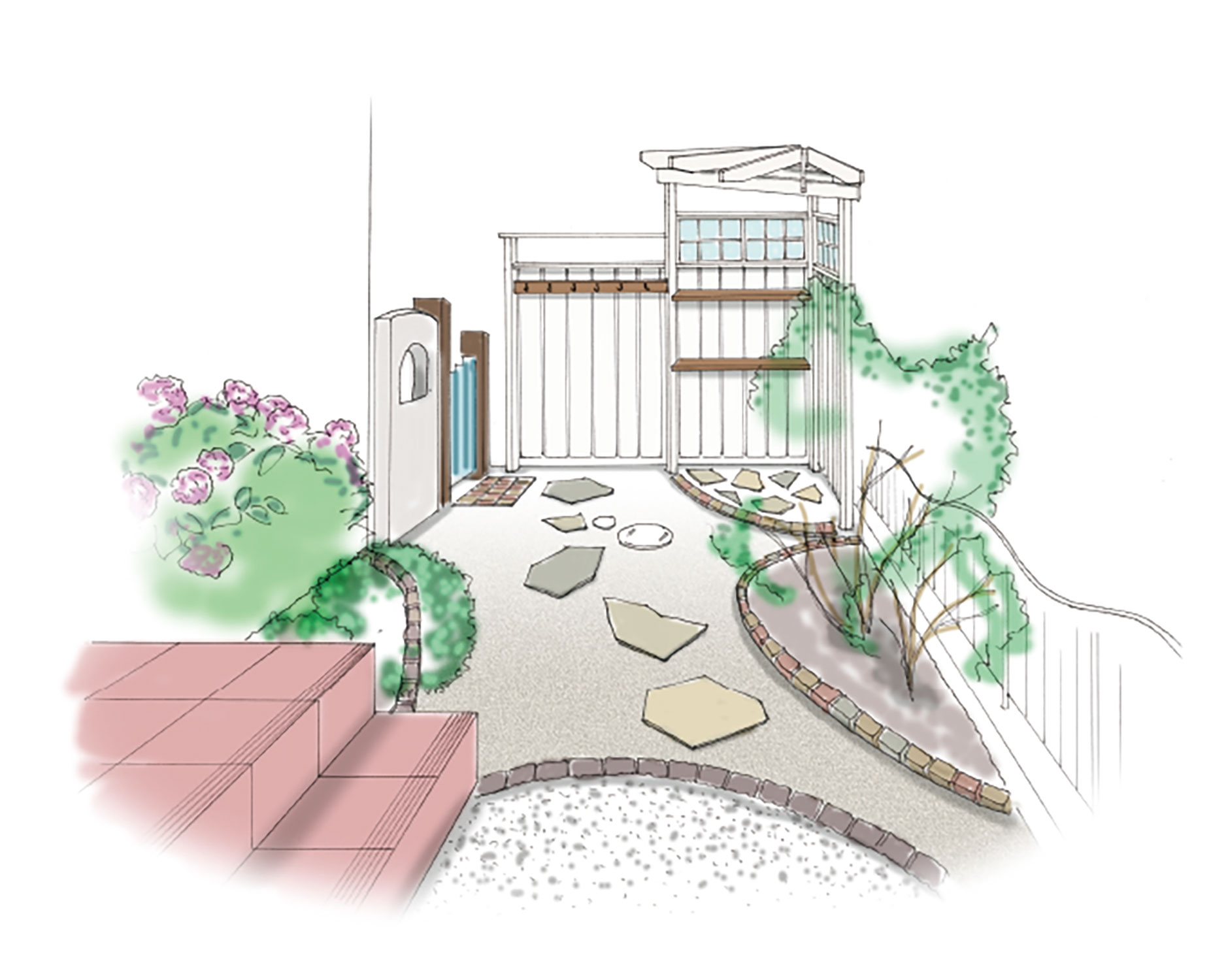 庭の片隅に遮蔽を兼ねた小屋の制作